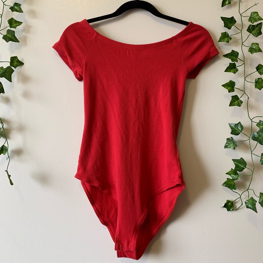Red short sleeve body suit